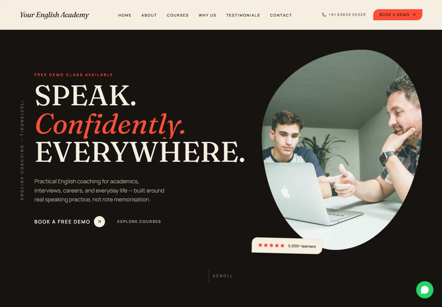English Coaching desktop website